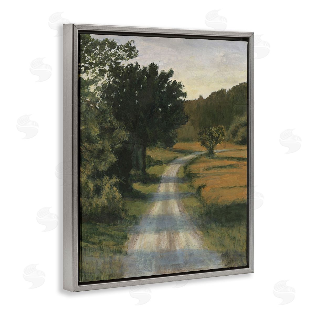 Michael Willett Shadowed Rural Path Gray Floating Frame Canvas Wall Art Print