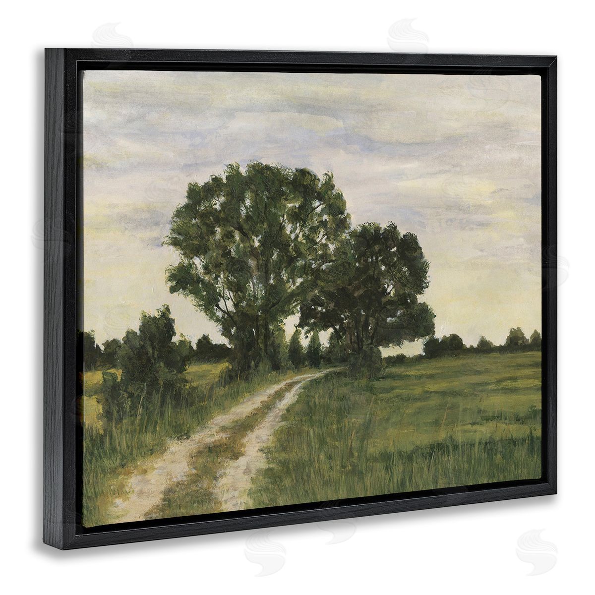 Michael Willett Trees on Country Road Black Floating Frame Canvas Wall Art Print