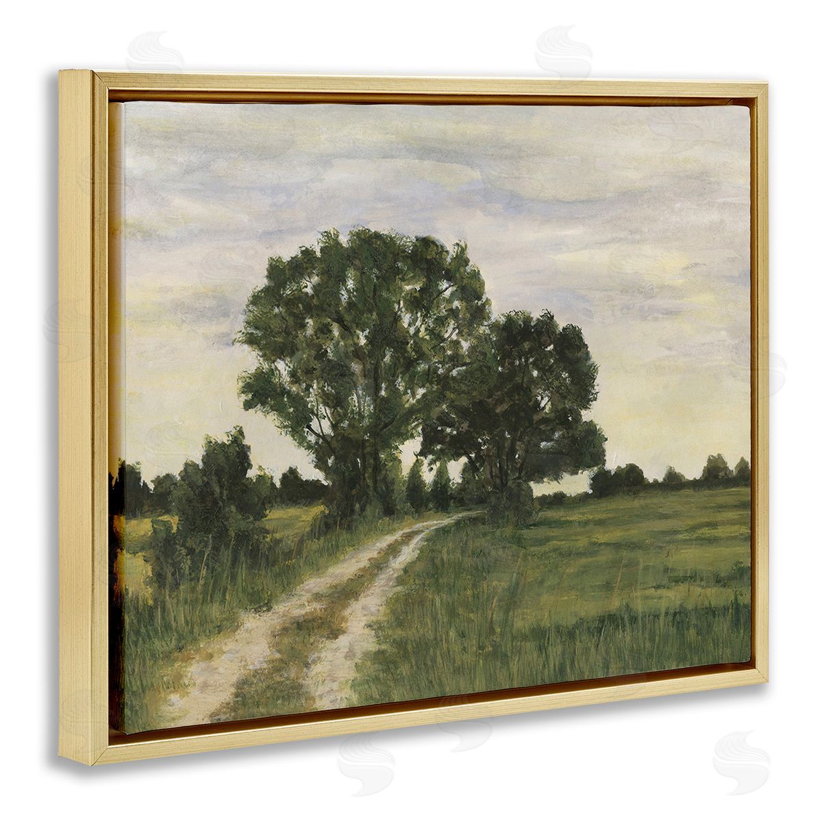 Michael Willett Trees on Country Road Gold Floating Frame Canvas Wall Art Print