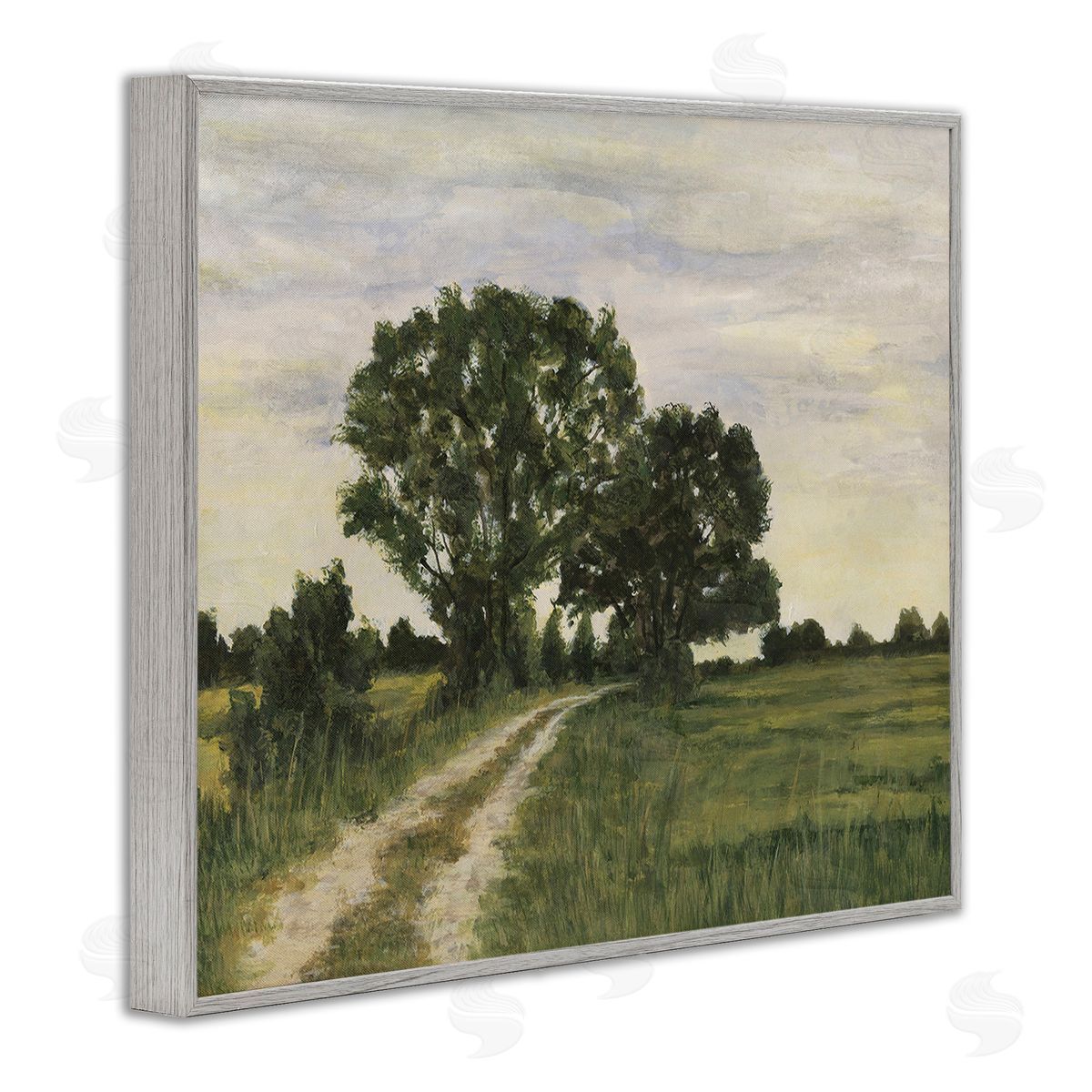 Michael Willett Trees on Country Road Gray Framed Giclee Wall Art Print