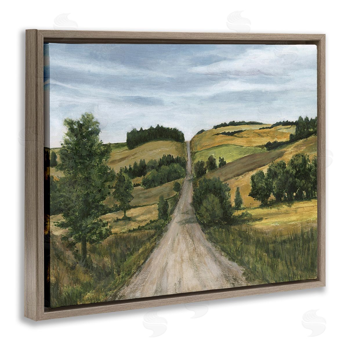 Michael Willett Receding Country Path Brown Floating Frame Canvas Wall Art Print