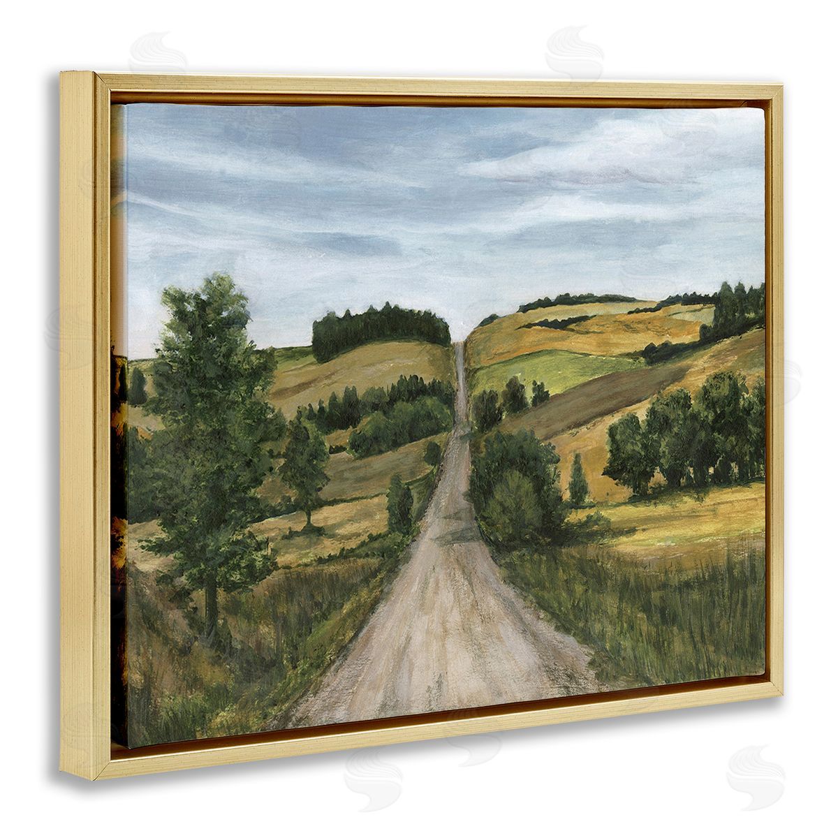 Michael Willett Receding Country Path Gold Floating Frame Canvas Wall Art Print
