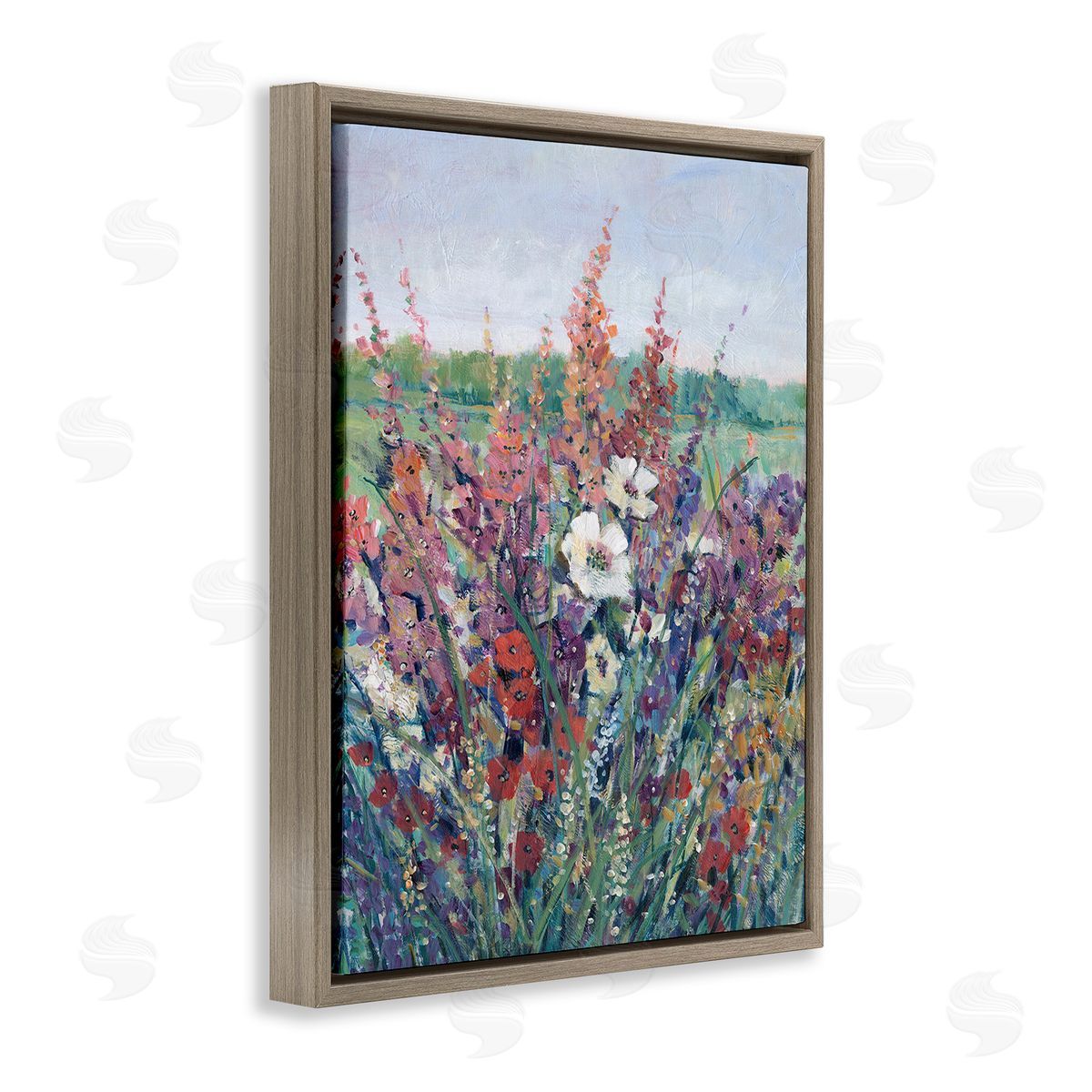 Tim O'Toole Blooming Country Botanicals Brown Floating Frame Canvas Wall Art Print