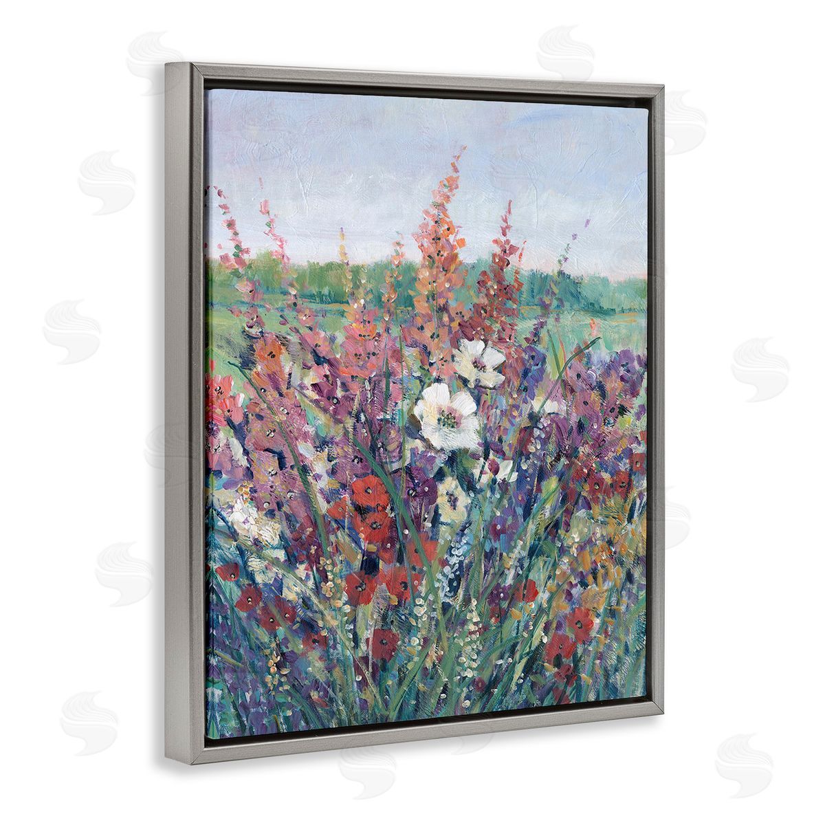 Tim O'Toole Blooming Country Botanicals Gray Floating Frame Canvas Wall Art Print