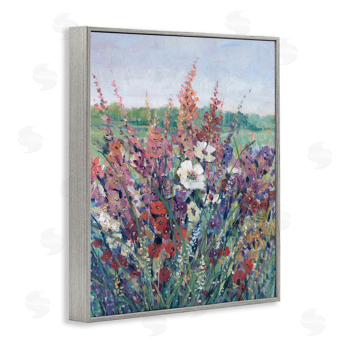 Tim O'Toole Blooming Country Botanicals Gray Framed Giclee Wall Art Print