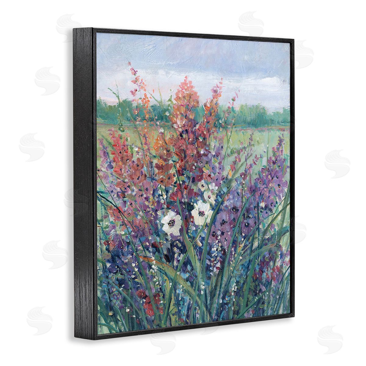 Tim O'Toole Spring Meadow Florals Black Framed Giclee Wall Art Print