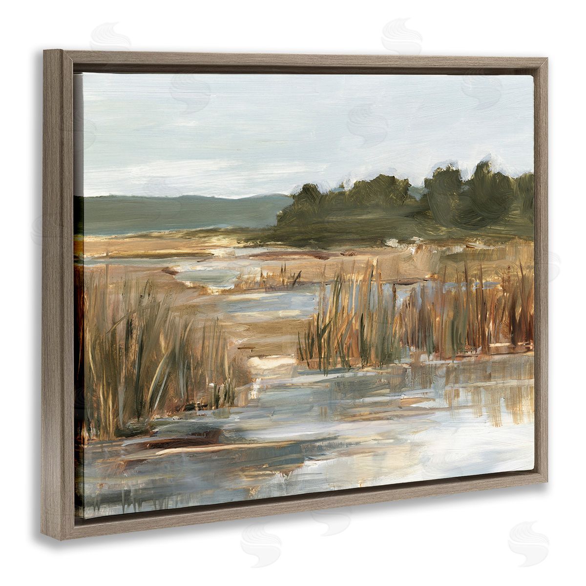 Ethan Harper Murky Stream Landscape Brown Floating Frame Canvas Wall Art Print