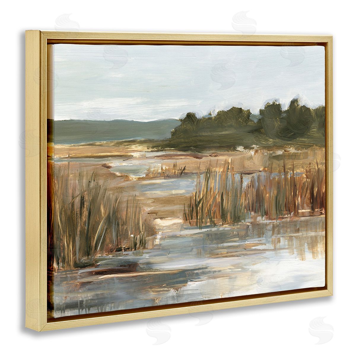 Ethan Harper Murky Stream Landscape Gold Floating Frame Canvas Wall Art Print