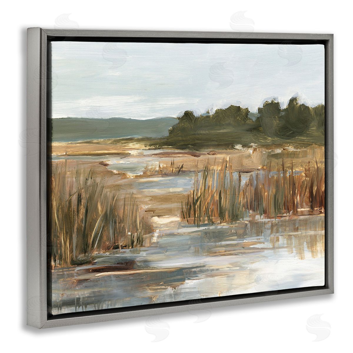 Ethan Harper Murky Stream Landscape Gray Floating Frame Canvas Wall Art Print