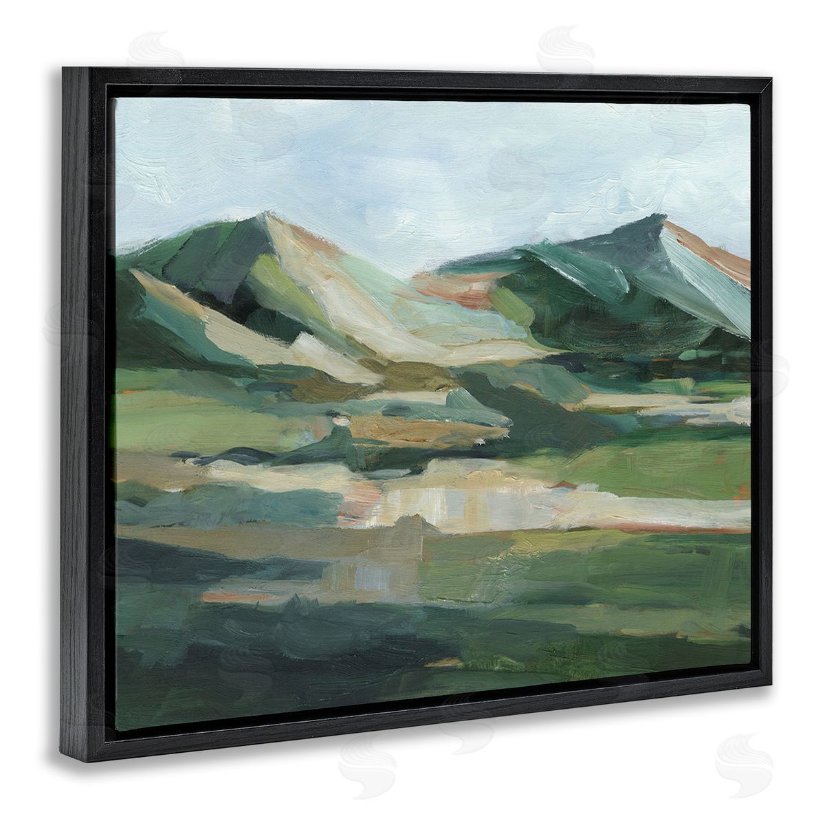 Ethan Harper Brushed Mountain Peaks Black Floating Frame Canvas Wall Art Print