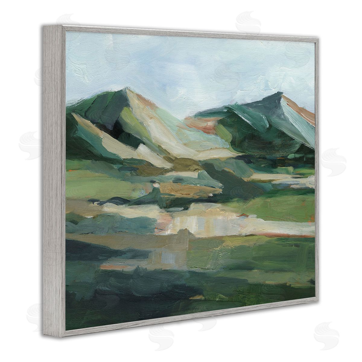 Ethan Harper Brushed Mountain Peaks Gray Framed Giclee Wall Art Print