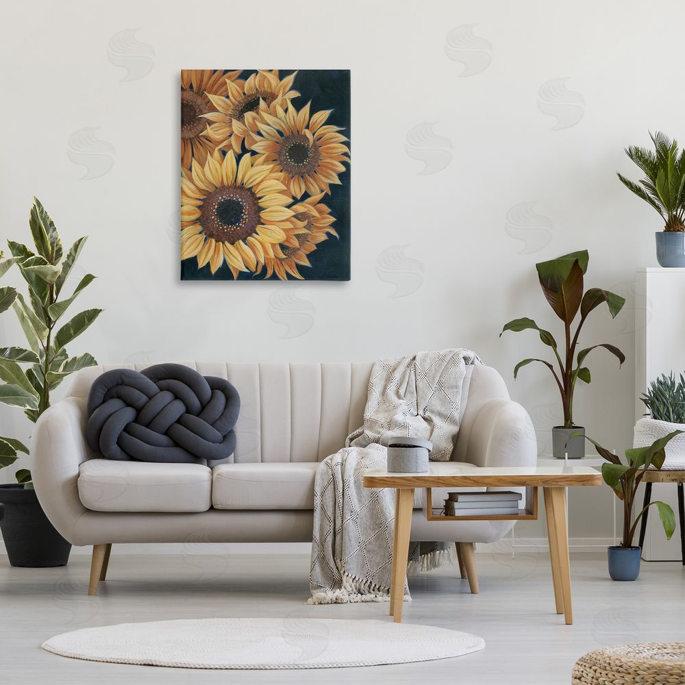 Grace Popp Detailed Sunflower Blooms Canvas Wall Art Print in Room