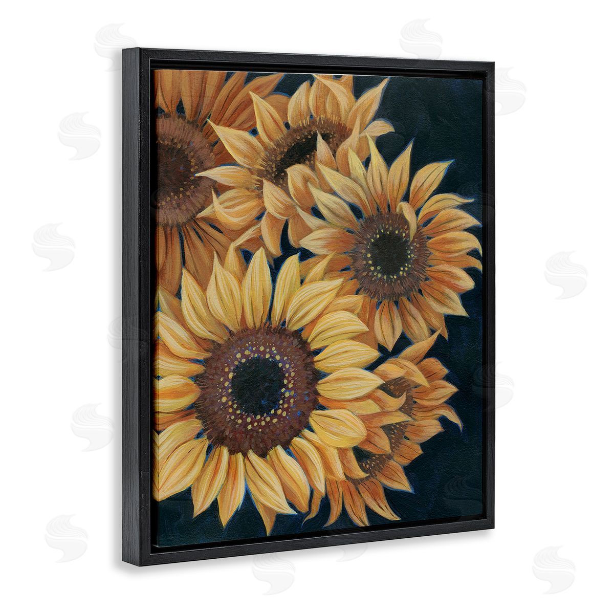 Grace Popp Detailed Sunflower Blooms Black Floating Frame Canvas Wall Art Print