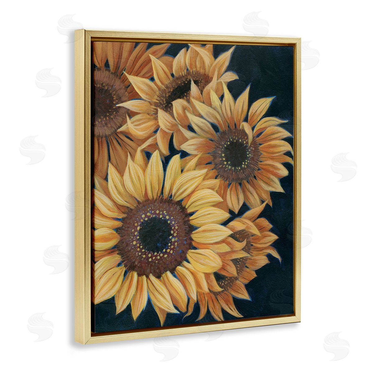 Grace Popp Detailed Sunflower Blooms Gold Floating Frame Canvas Wall Art Print