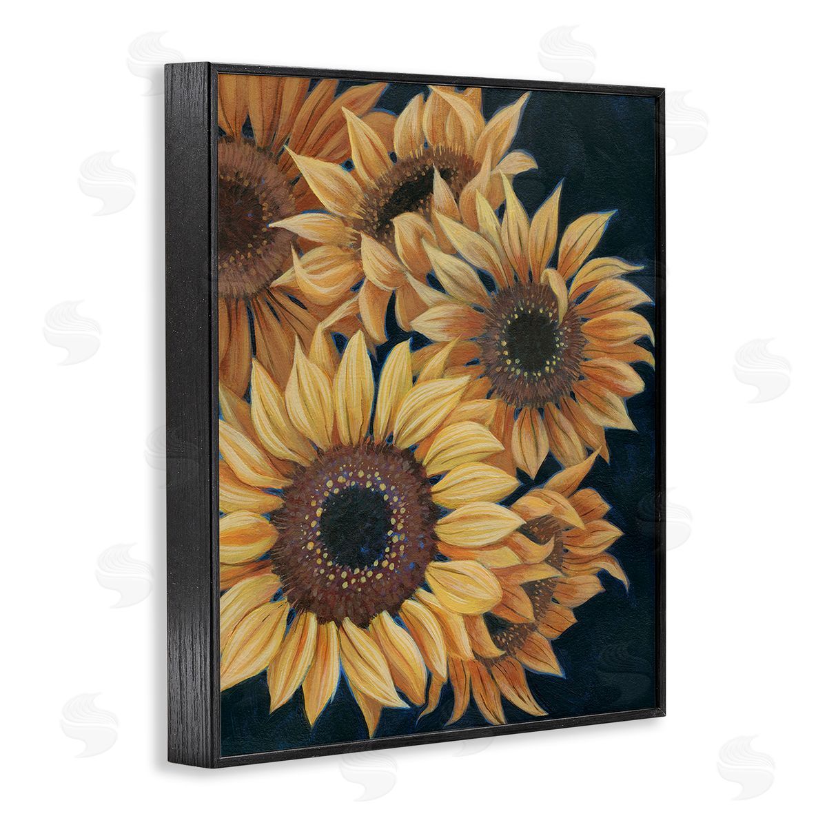 Grace Popp Detailed Sunflower Blooms Black Framed Giclee Wall Art Print