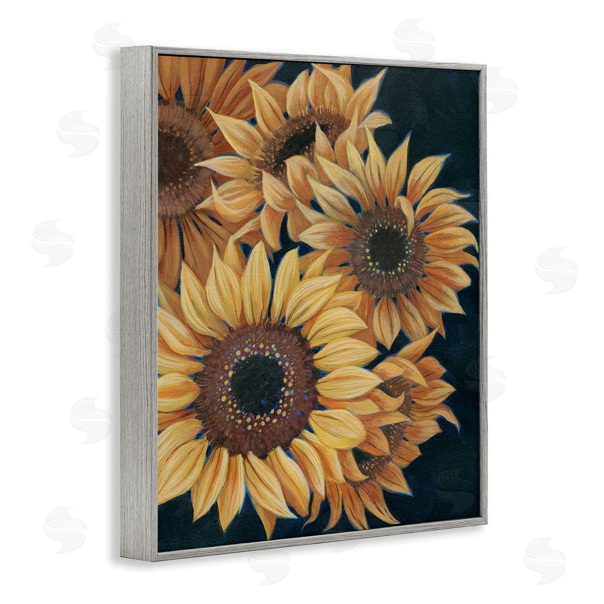 Grace Popp Detailed Sunflower Blooms Gray Framed Giclee Wall Art Print