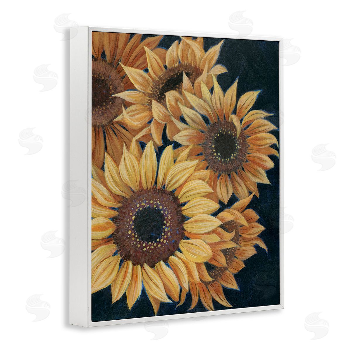 Grace Popp Detailed Sunflower Blooms White Framed Giclee Wall Art Print
