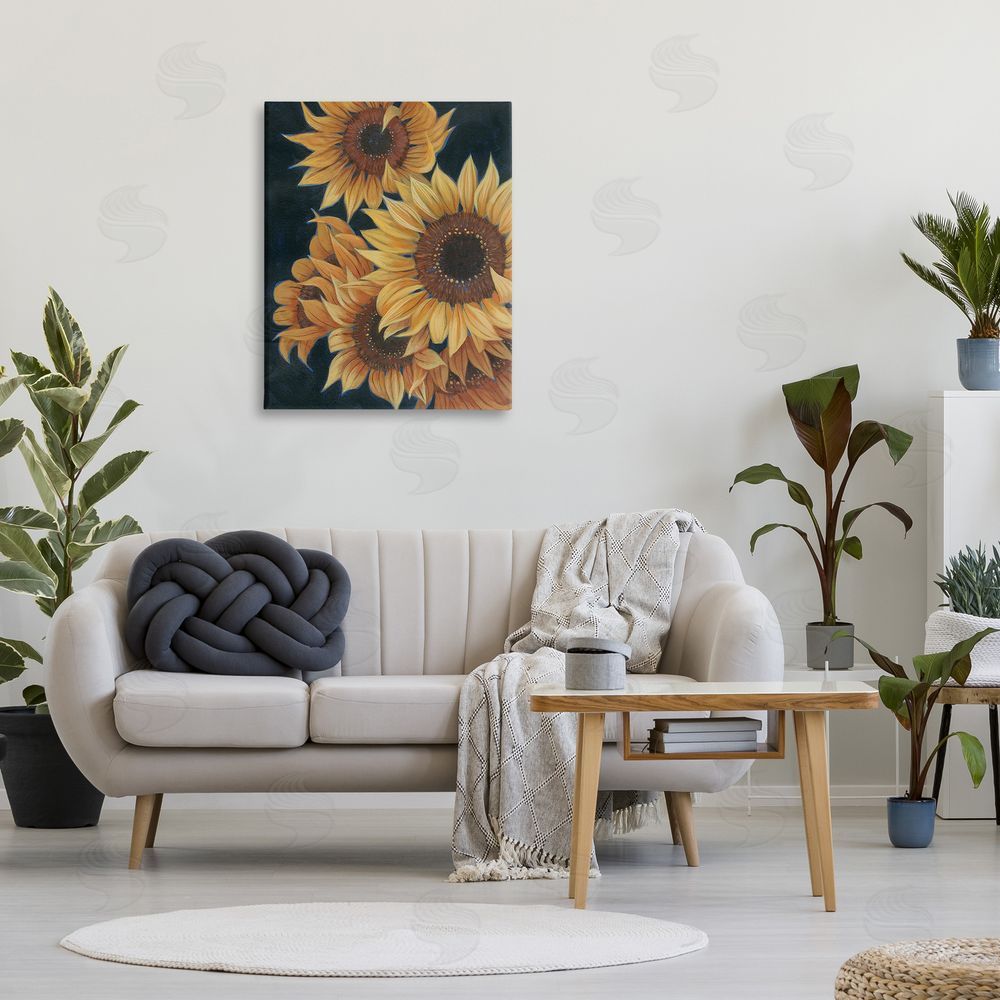 Grace Popp Sunflowers with Curling Petals Canvas Wall Art Print in Room