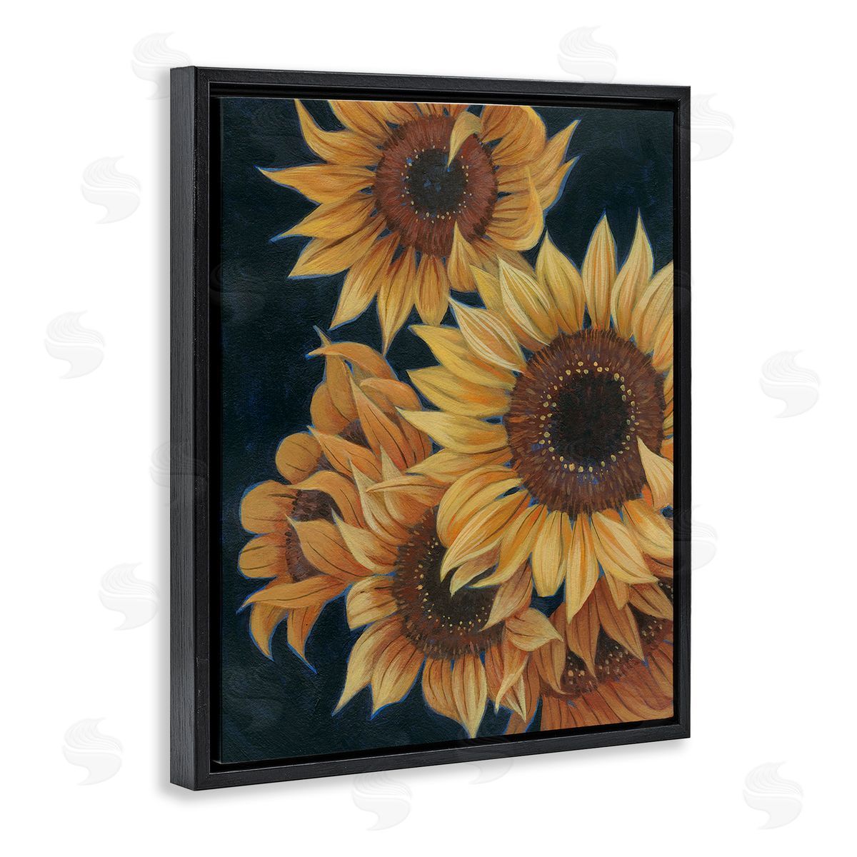 Grace Popp Sunflowers with Curling Petals Black Floating Frame Canvas Wall Art Print
