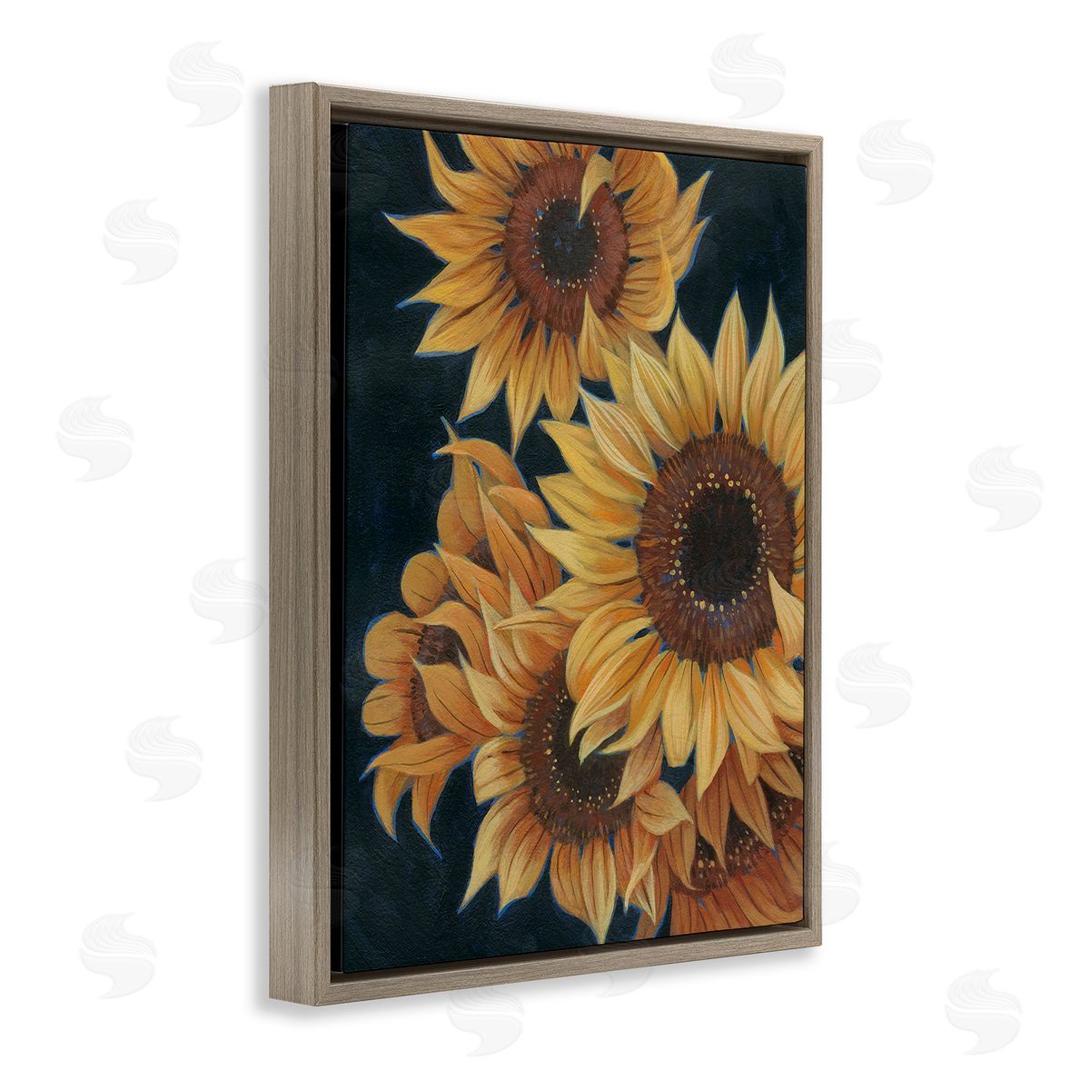 Grace Popp Sunflowers with Curling Petals Brown Floating Frame Canvas Wall Art Print