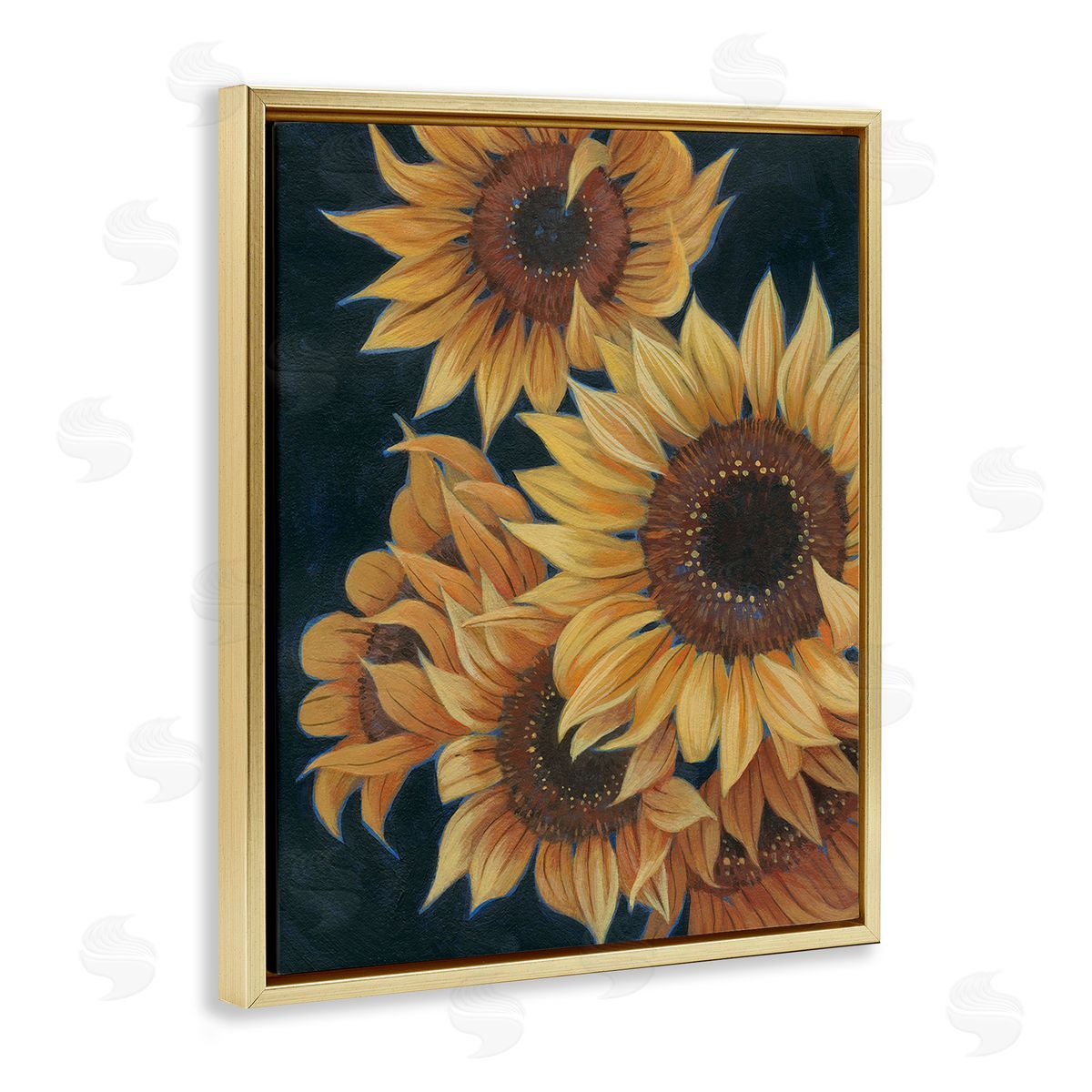 Grace Popp Sunflowers with Curling Petals Gold Floating Frame Canvas Wall Art Print