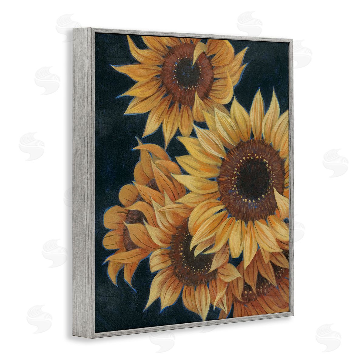Grace Popp Sunflowers with Curling Petals Gray Framed Giclee Wall Art Print