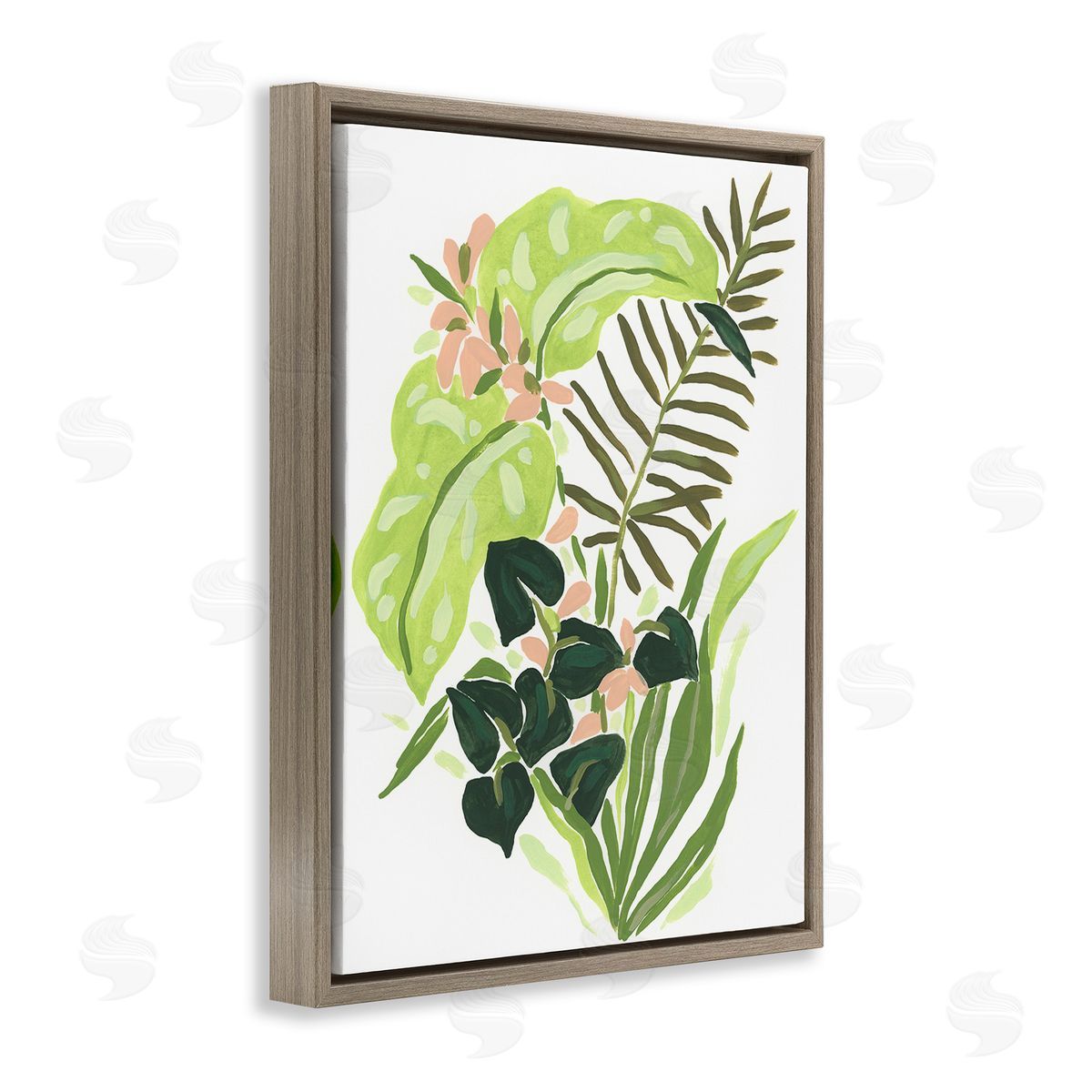 June Erica Vess Modern Tropical Herbs Brown Floating Frame Canvas Wall Art Print