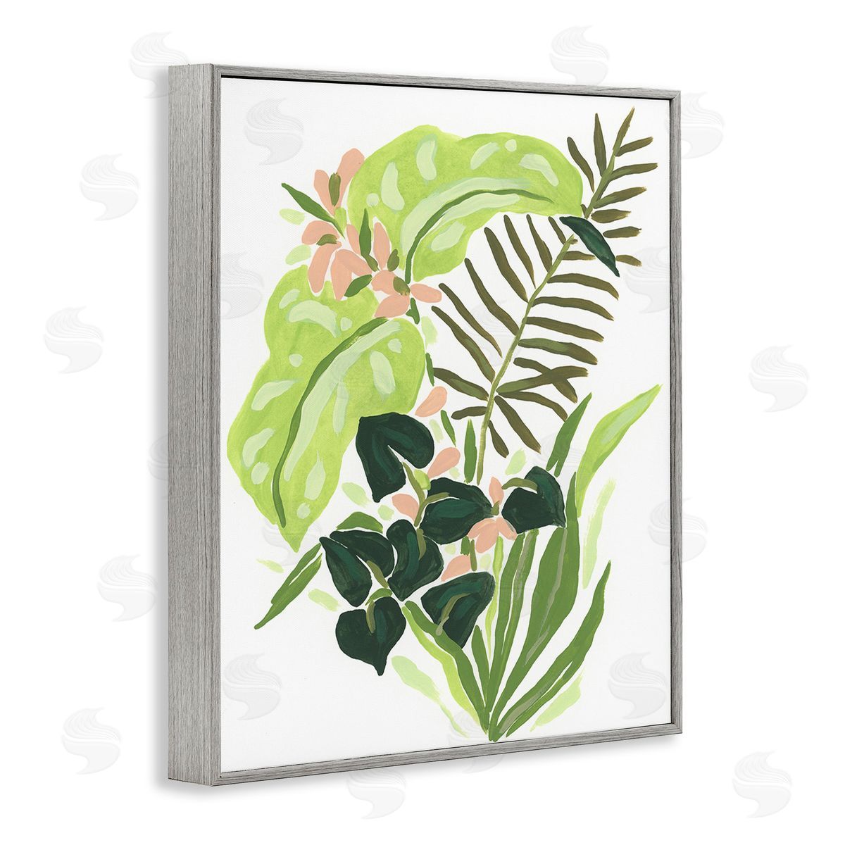 June Erica Vess Modern Tropical Herbs Gray Framed Giclee Wall Art Print