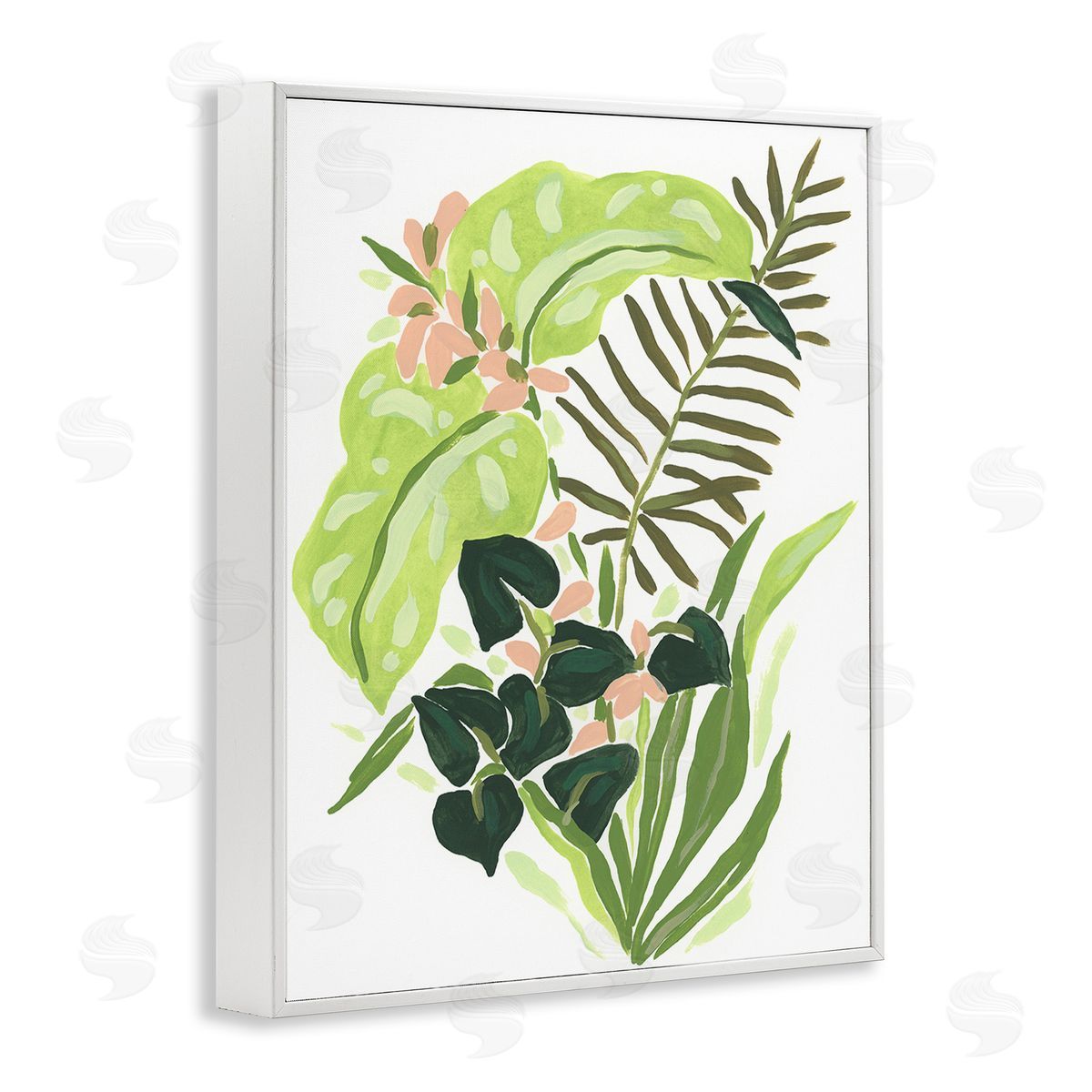 June Erica Vess Modern Tropical Herbs White Framed Giclee Wall Art Print