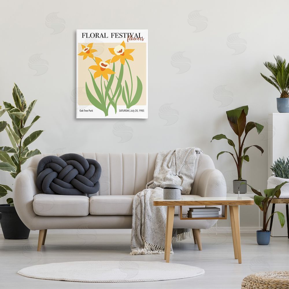 Regina Moore Retro Daffodil Festival Canvas Wall Art Print in Room