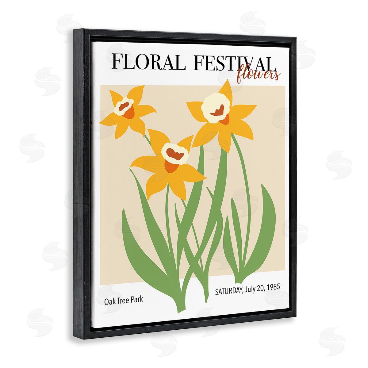Regina Moore Retro Daffodil Festival Black Floating Frame Canvas Wall Art Print