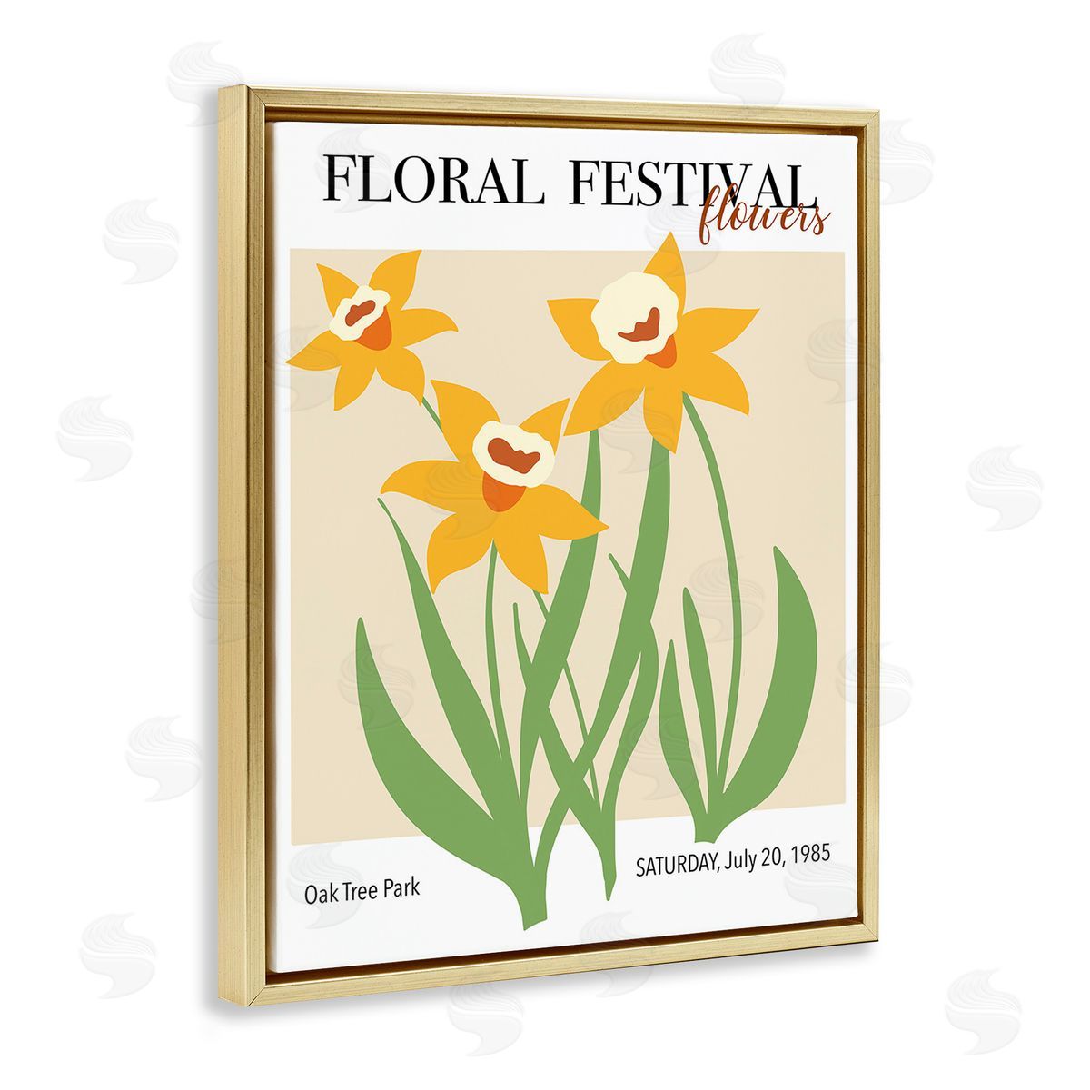 Regina Moore Retro Daffodil Festival Gold Floating Frame Canvas Wall Art Print