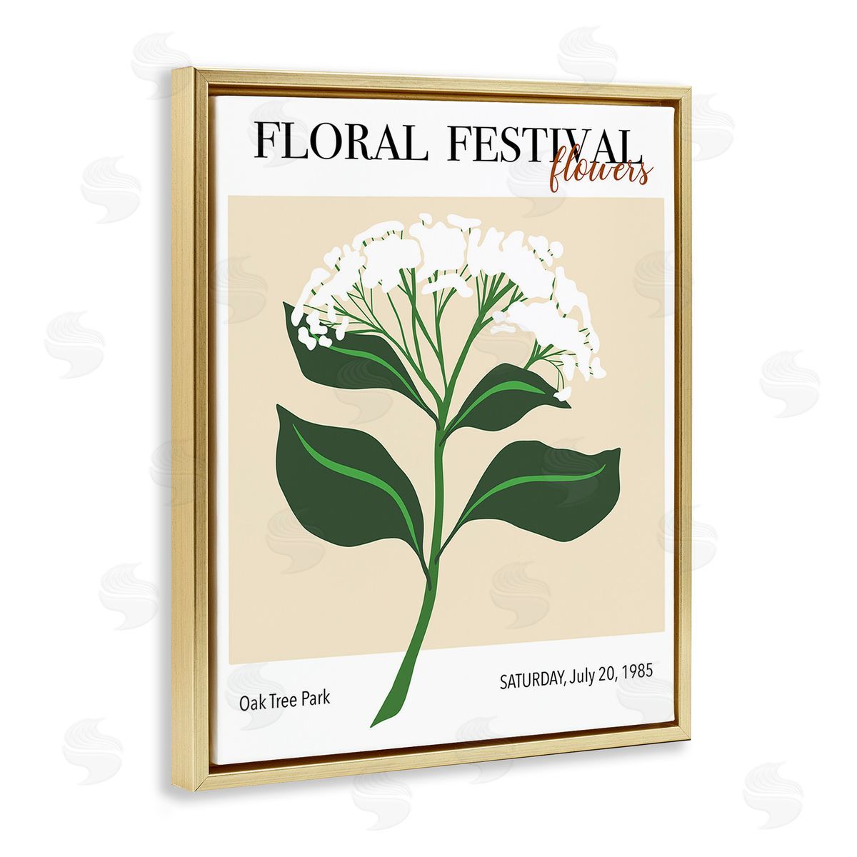 Regina Moore Retro Floral Festival Gold Floating Frame Canvas Wall Art Print