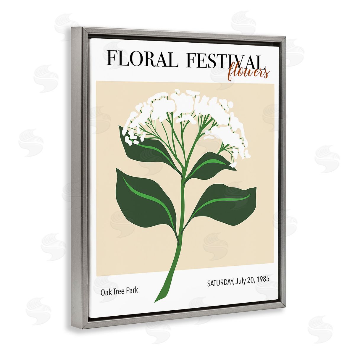 Regina Moore Retro Floral Festival Gray Floating Frame Canvas Wall Art Print
