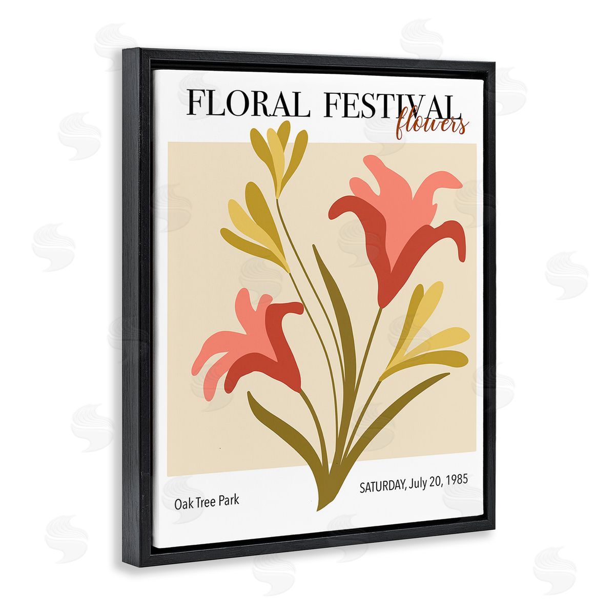 Regina Moore Floral Festival Abstraction Black Floating Frame Canvas Wall Art Print