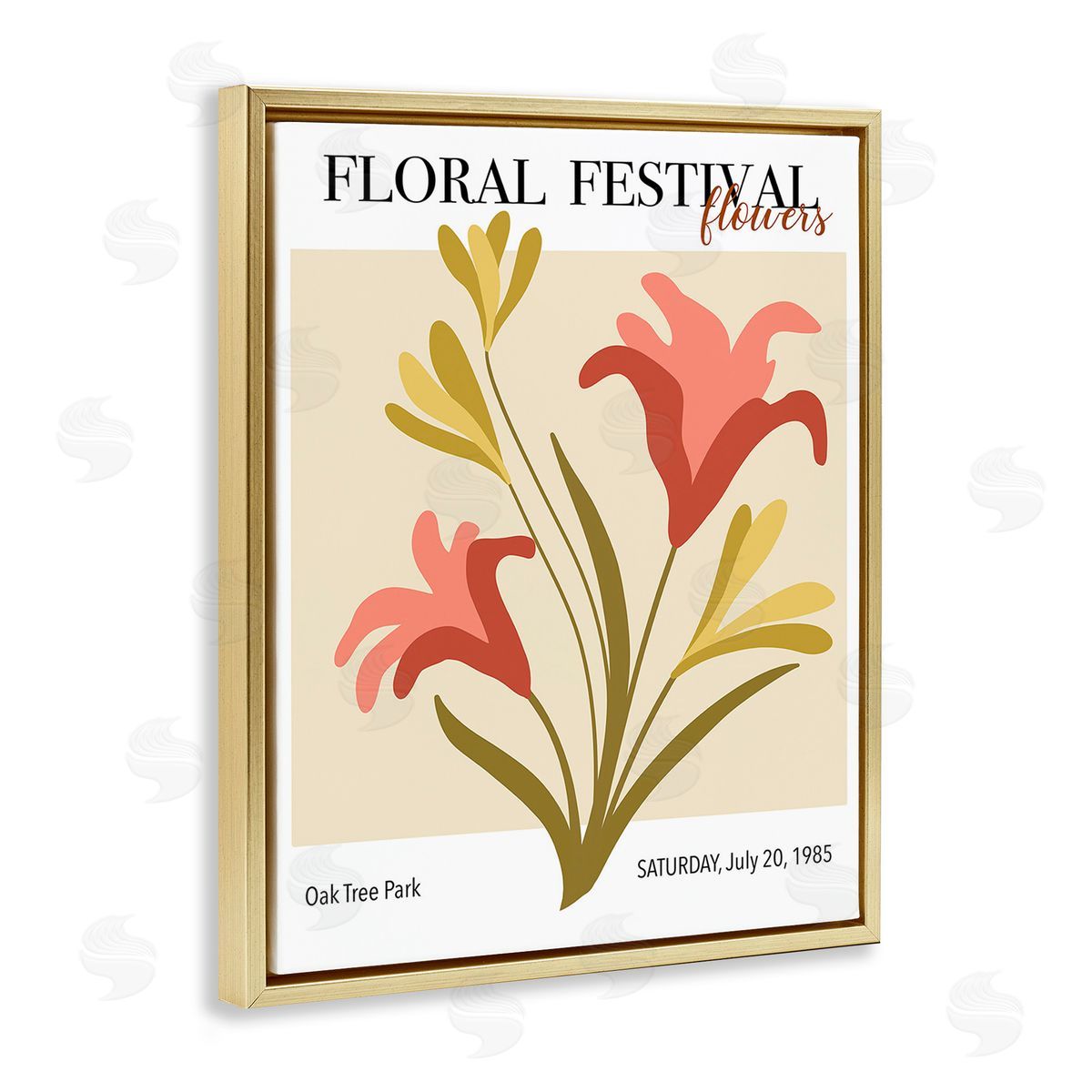 Regina Moore Floral Festival Abstraction Gold Floating Frame Canvas Wall Art Print