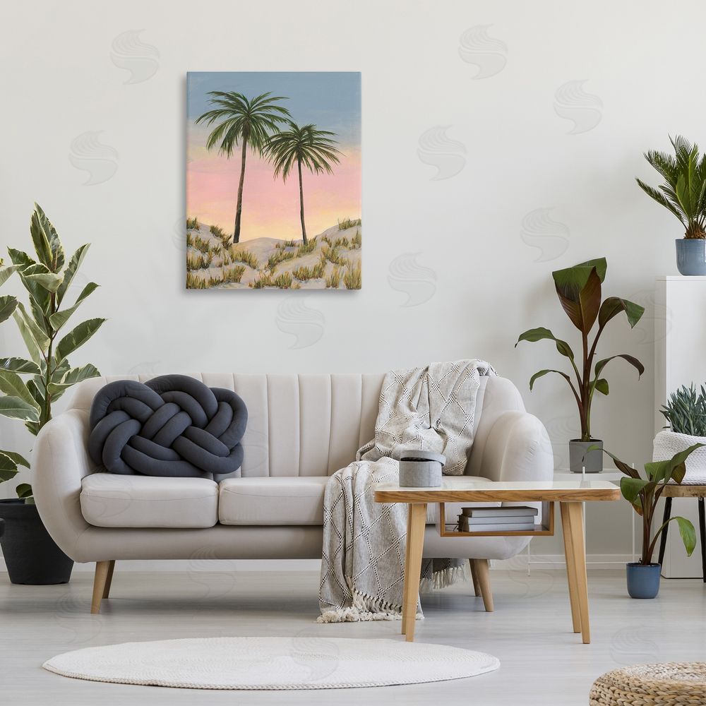 Michael Willett Sunrise Palm Trees Canvas Wall Art Print in Room