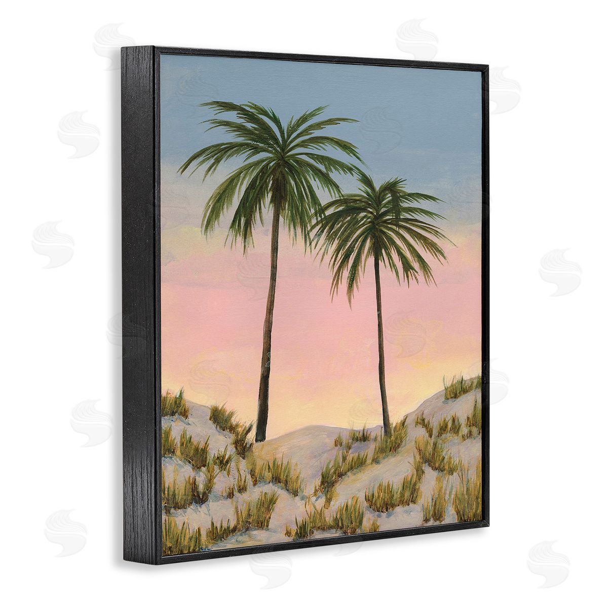 Michael Willett Sunrise Palm Trees Black Framed Giclee Wall Art Print