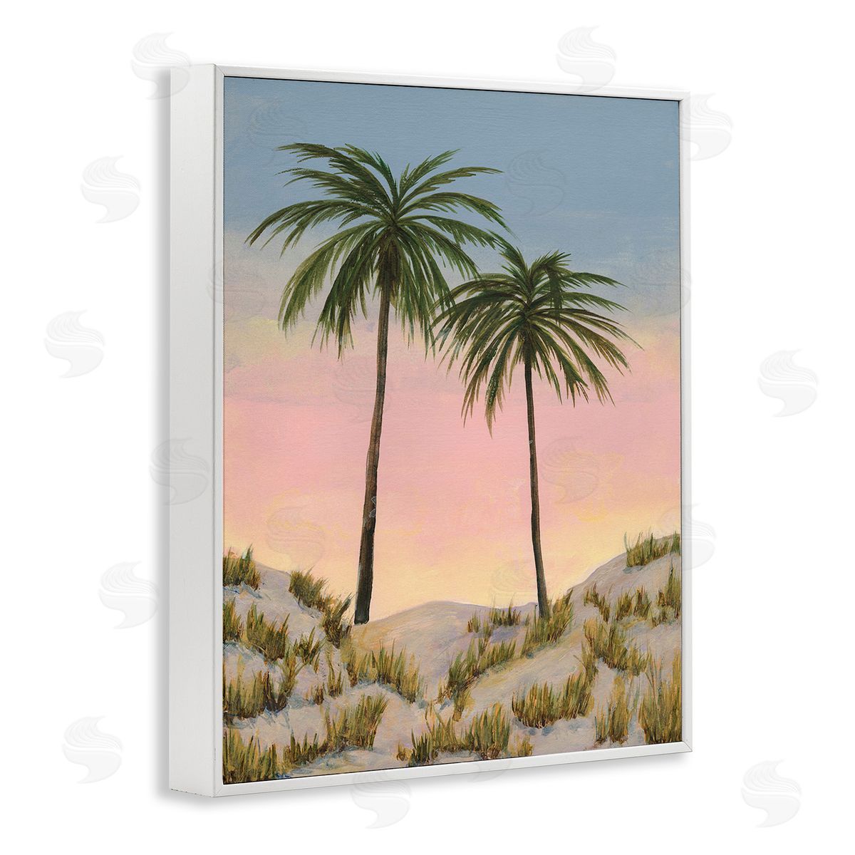 Michael Willett Sunrise Palm Trees White Framed Giclee Wall Art Print