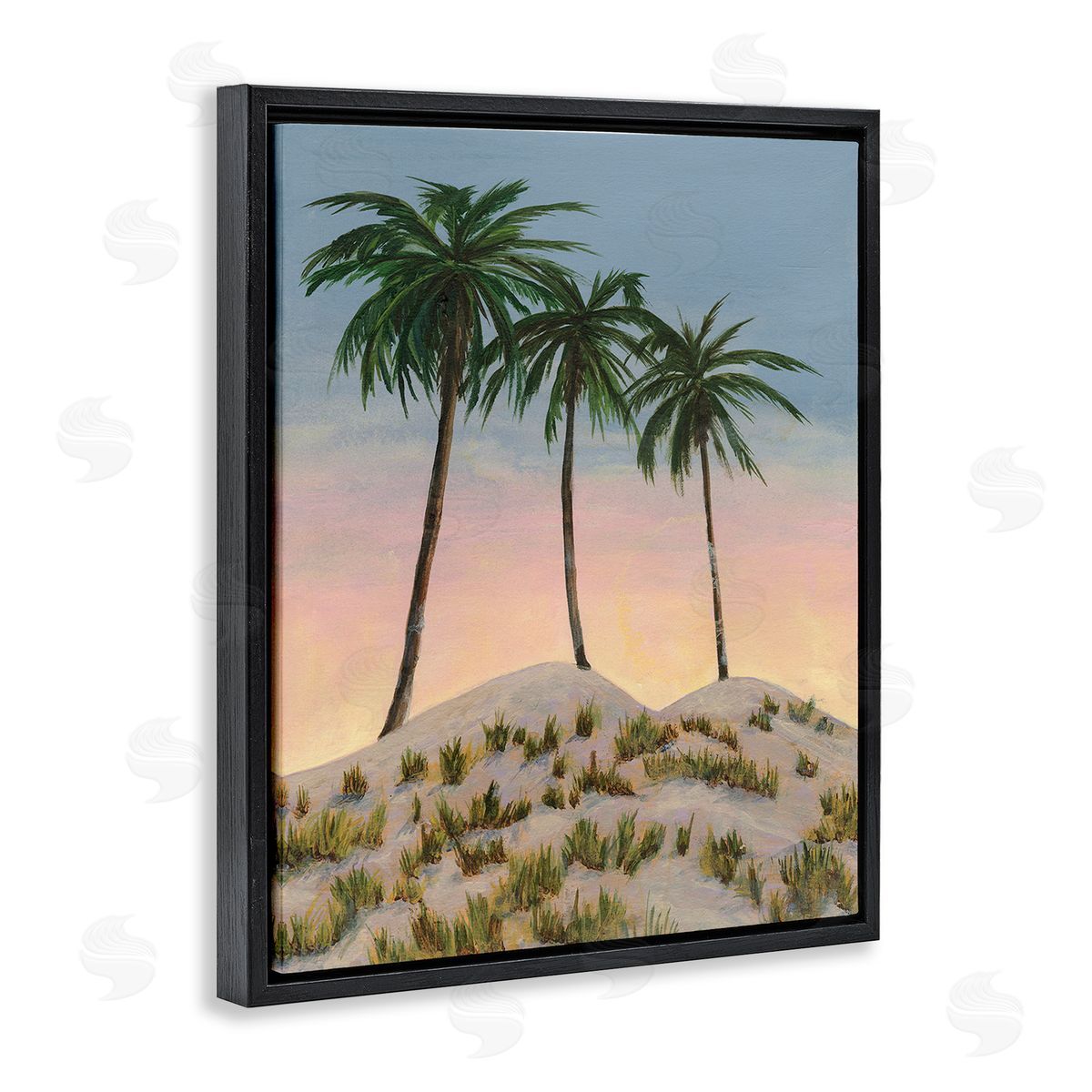 Michael Willett Palm Trees on Hill Black Floating Frame Canvas Wall Art Print