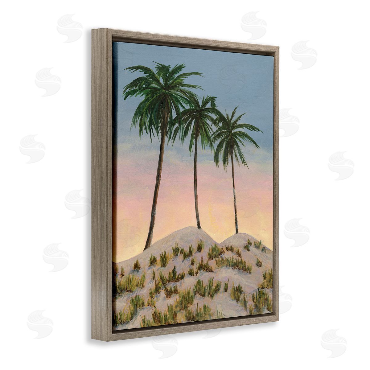 Michael Willett Palm Trees on Hill Brown Floating Frame Canvas Wall Art Print