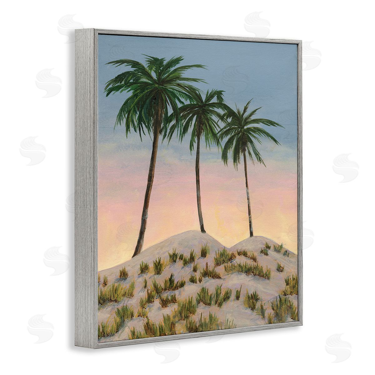 Michael Willett Palm Trees on Hill Gray Framed Giclee Wall Art Print