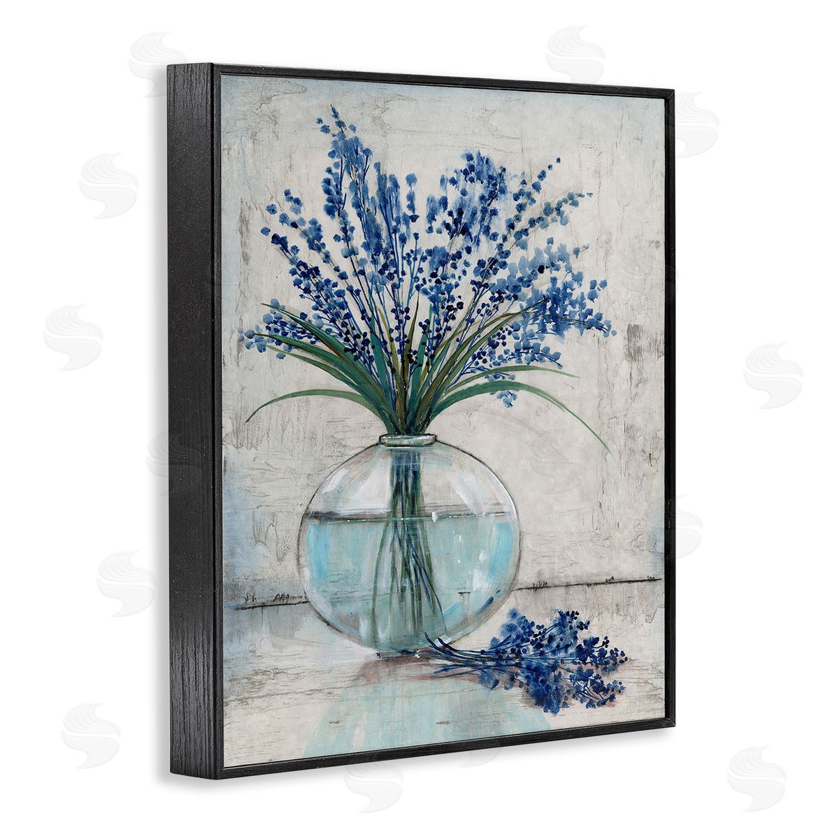 Tim O'Toole Lavender Sprigs in Vase Black Framed Giclee Wall Art Print