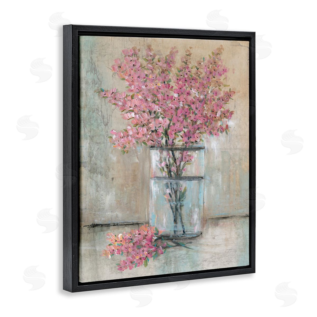 Tim O'Toole Cherry Blossom Twigs Black Floating Frame Canvas Wall Art Print