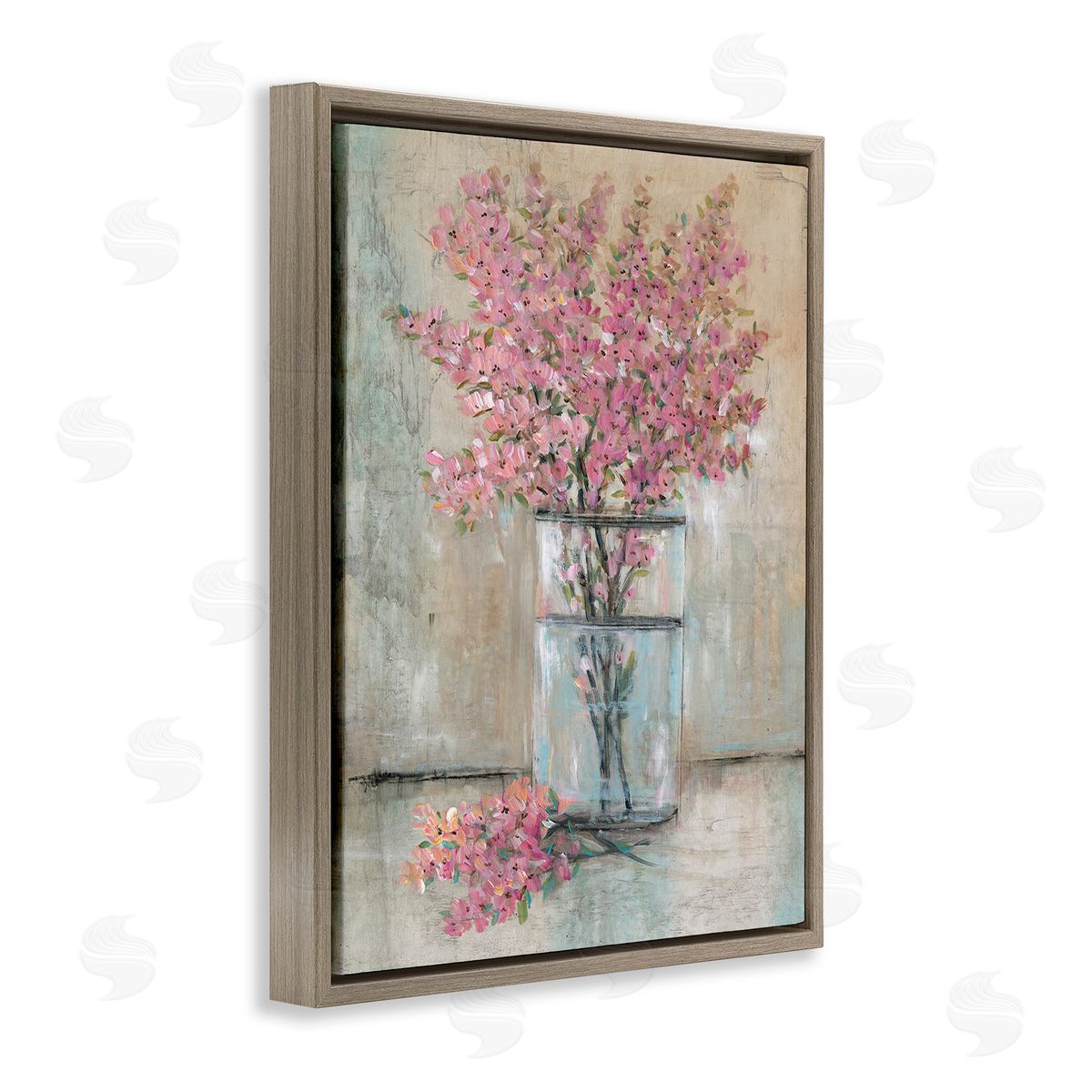 Tim O'Toole Cherry Blossom Twigs Brown Floating Frame Canvas Wall Art Print