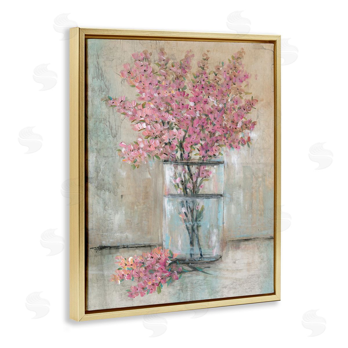 Tim O'Toole Cherry Blossom Twigs Gold Floating Frame Canvas Wall Art Print