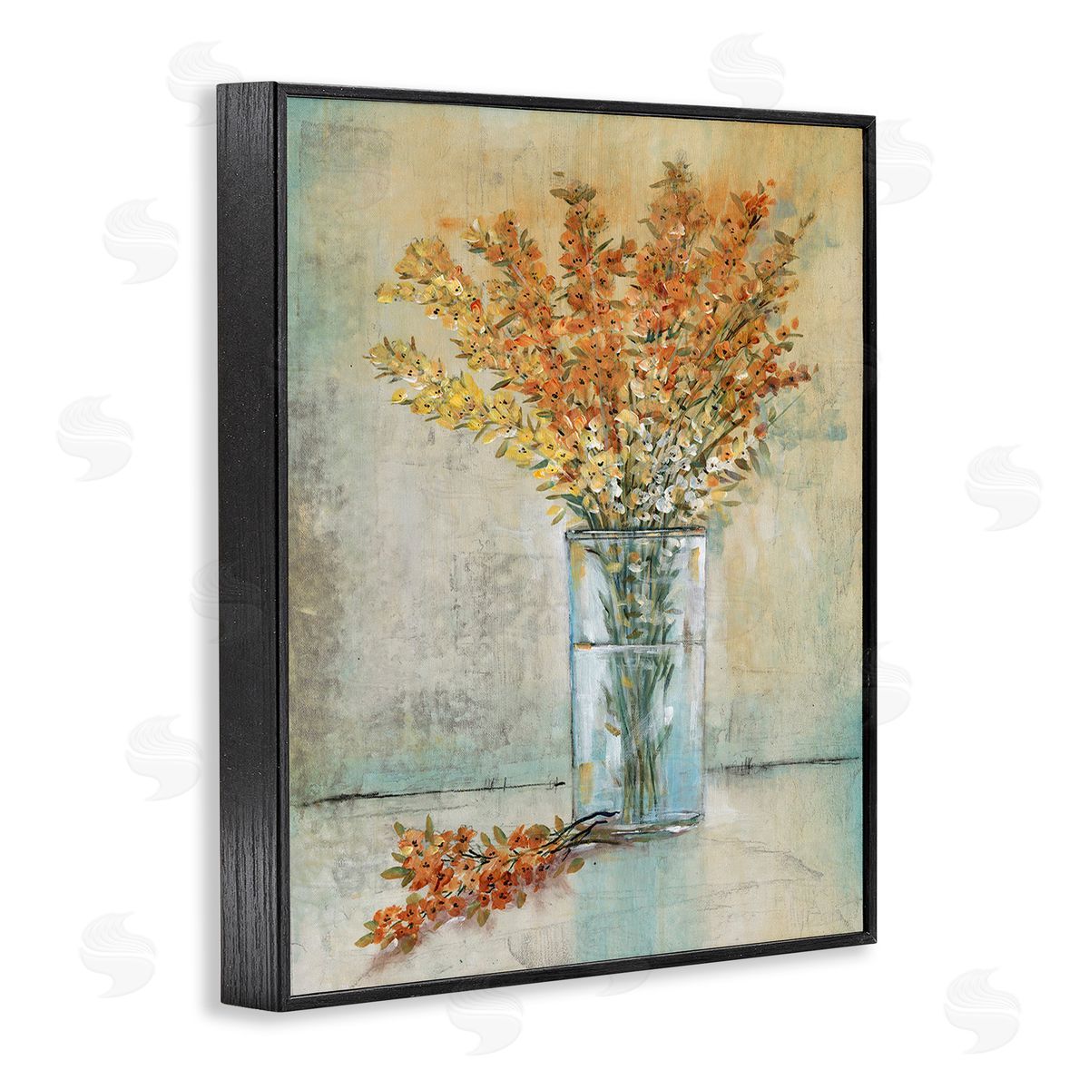 Tim O'Toole Orange Sprigs in Vase Black Framed Giclee Wall Art Print