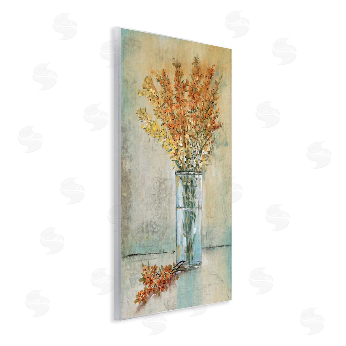 Tim O'Toole Orange Sprigs in Vase Wooden Wall Plaque Art Print