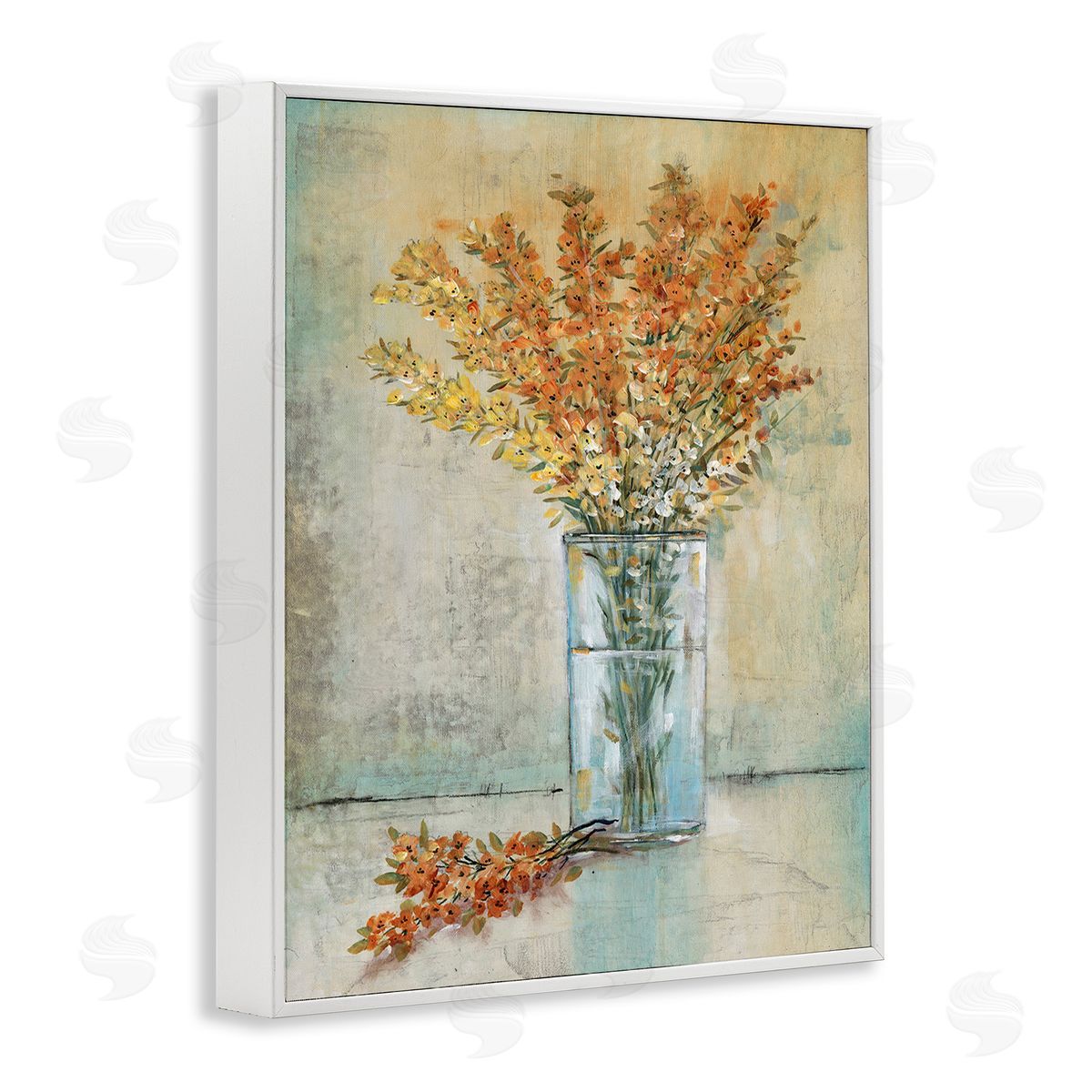 Tim O'Toole Orange Sprigs in Vase White Framed Giclee Wall Art Print