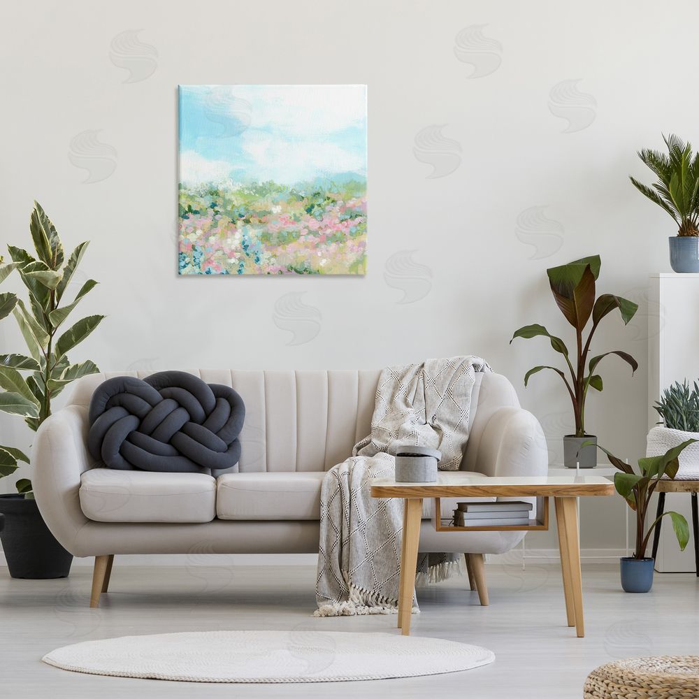 June Erica Vess Pink Speckled Meadow Canvas Wall Art in Room